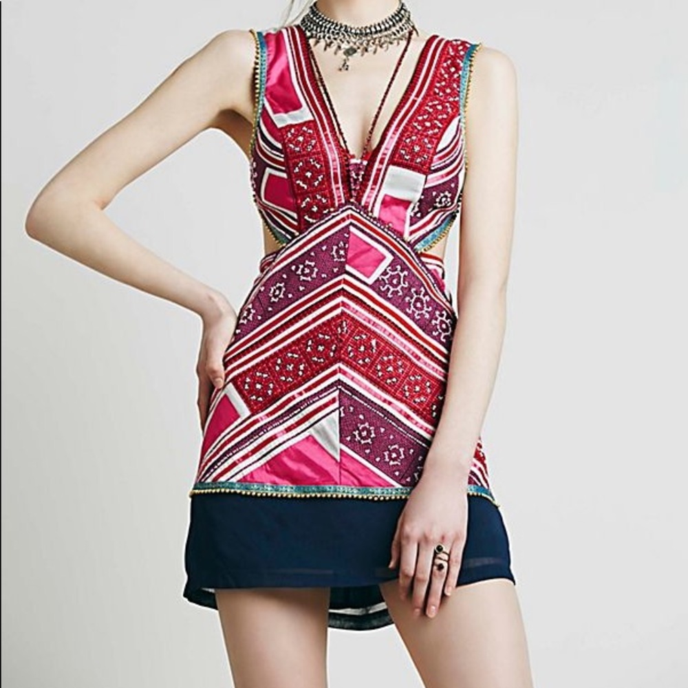 Free People Embroidered Mini Dress Size 0